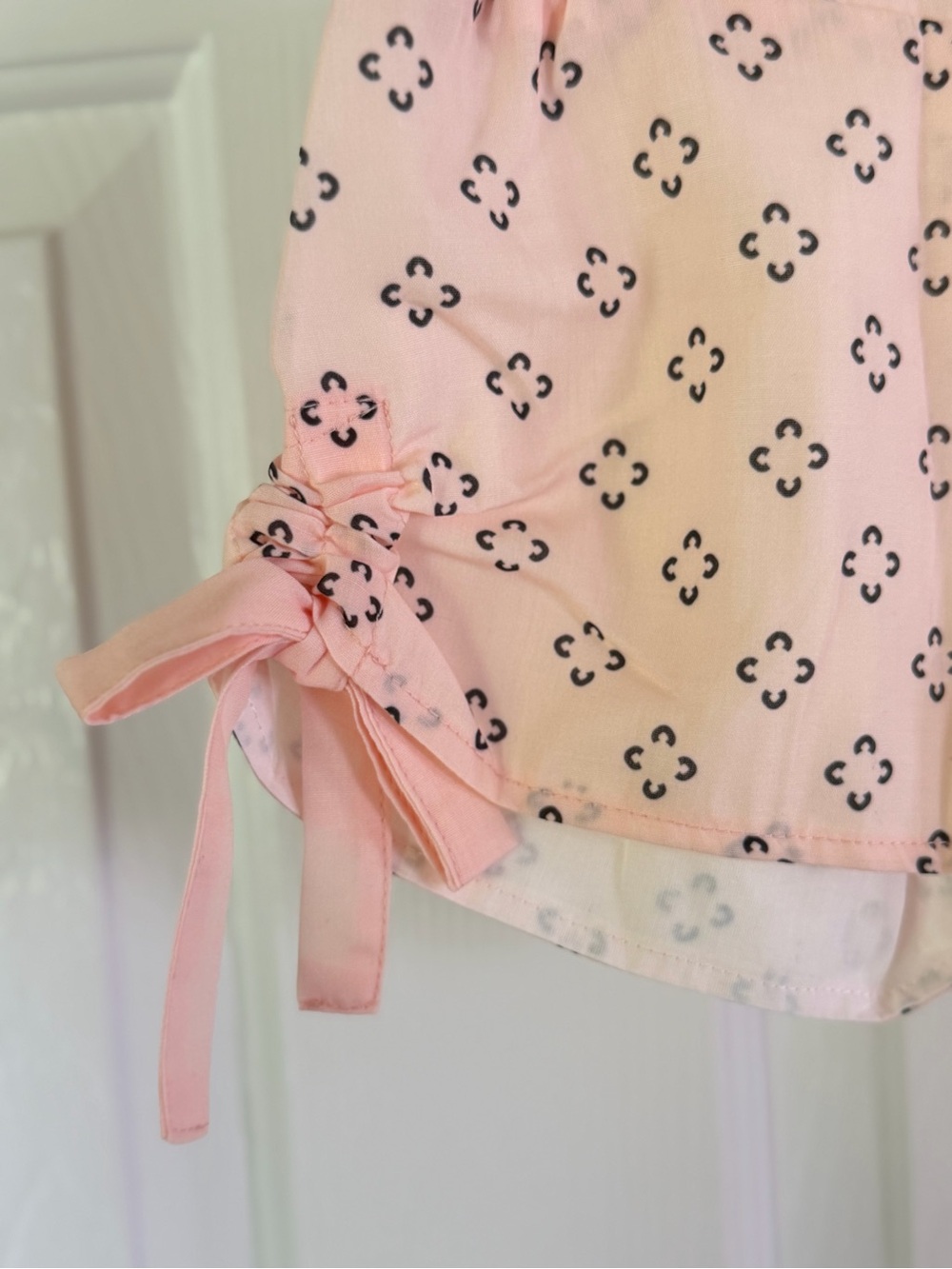 Boutique Girls Pink Ruffle Dress Shorts Matching Set Size 2 Tiered Geometric NWT - Picture 10 of 12